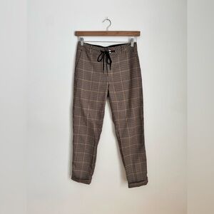 Kaffe Women's Brown Houndstooth Drawstring Dress Pants